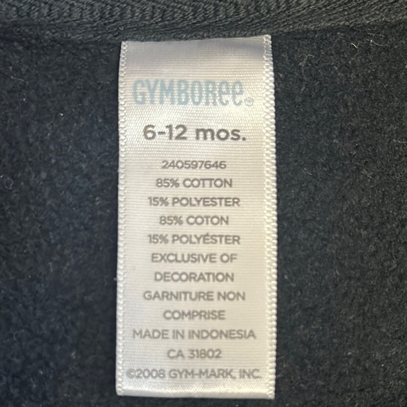 Gymboree - Charcoal Baby Hoodie with fire engine design - Picture 2 of 4